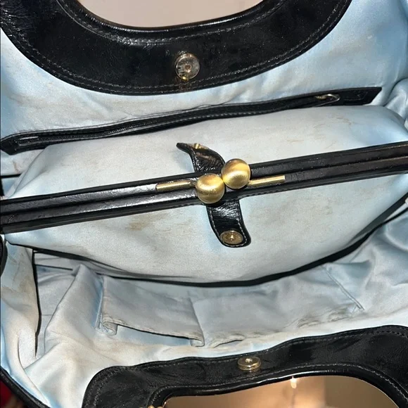 Coach Kisslock Canvas and Patent Leather Black Purse - Picture 3 of 8